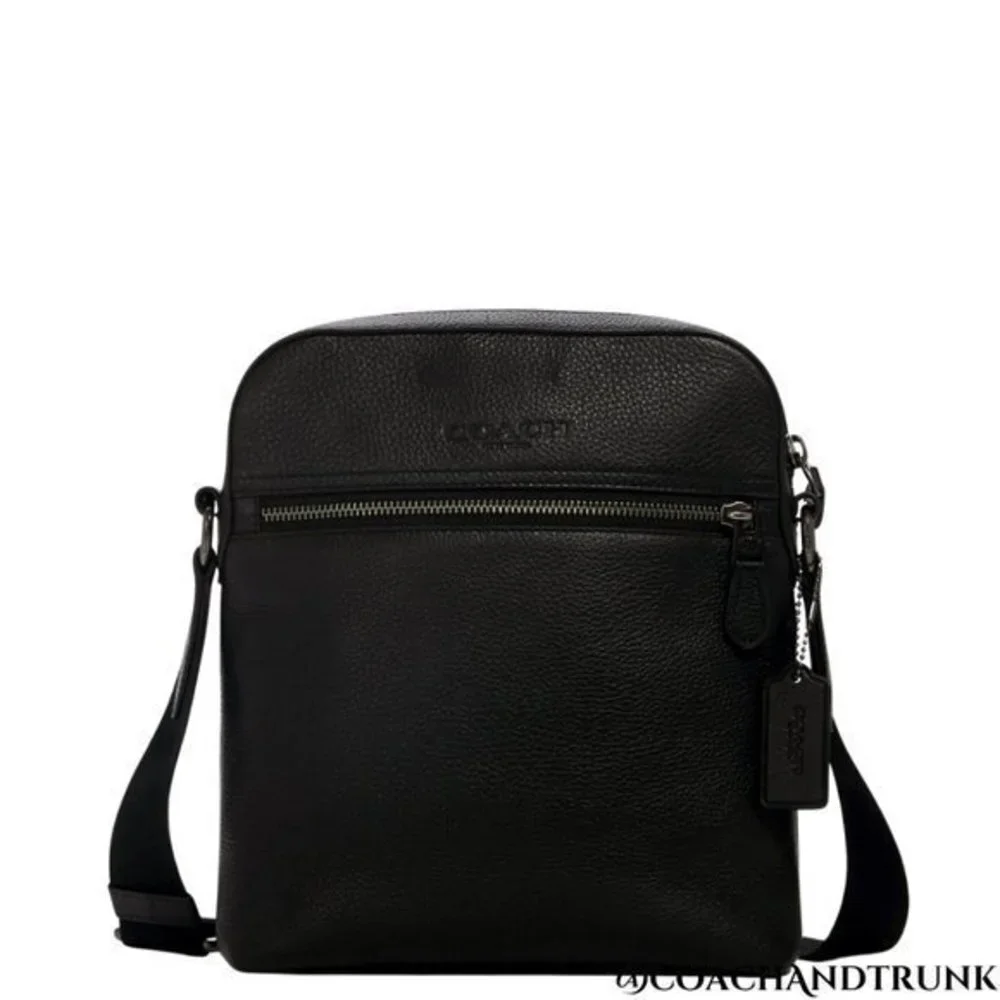 COACH 2PC Leather Houston Flight Bag Black Gunmetal‎ & Zip Card Case NWT